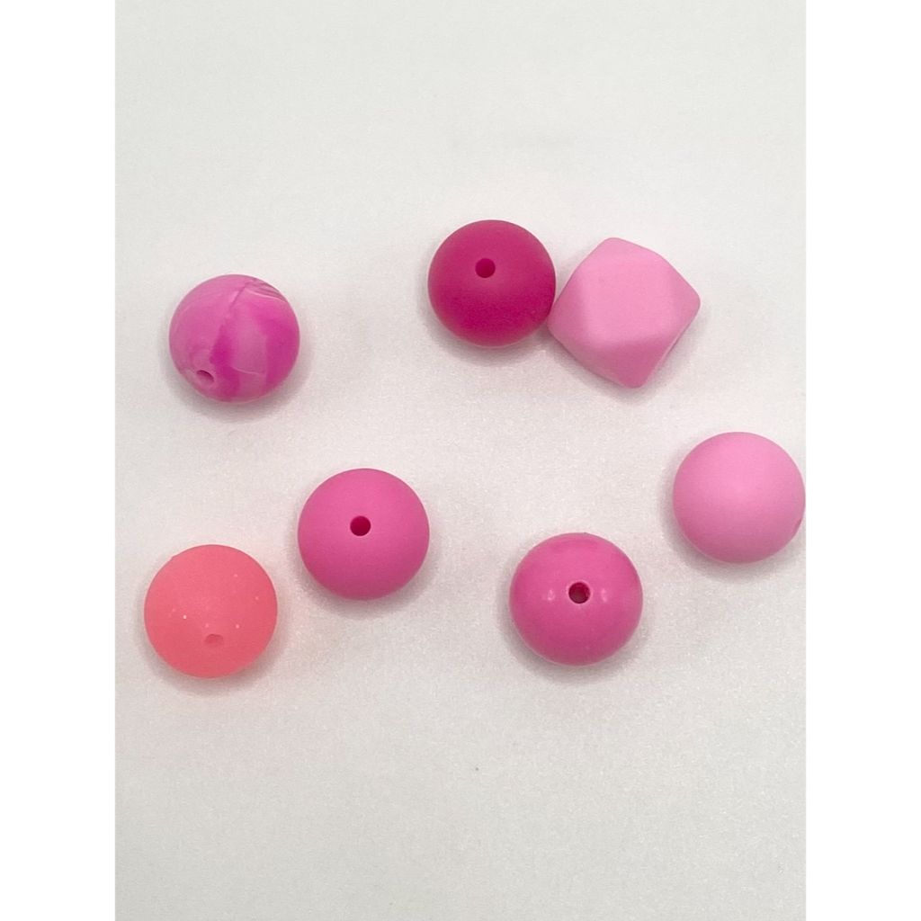 Cheap Pink Letter Beads Silicone Focal Beads Pink