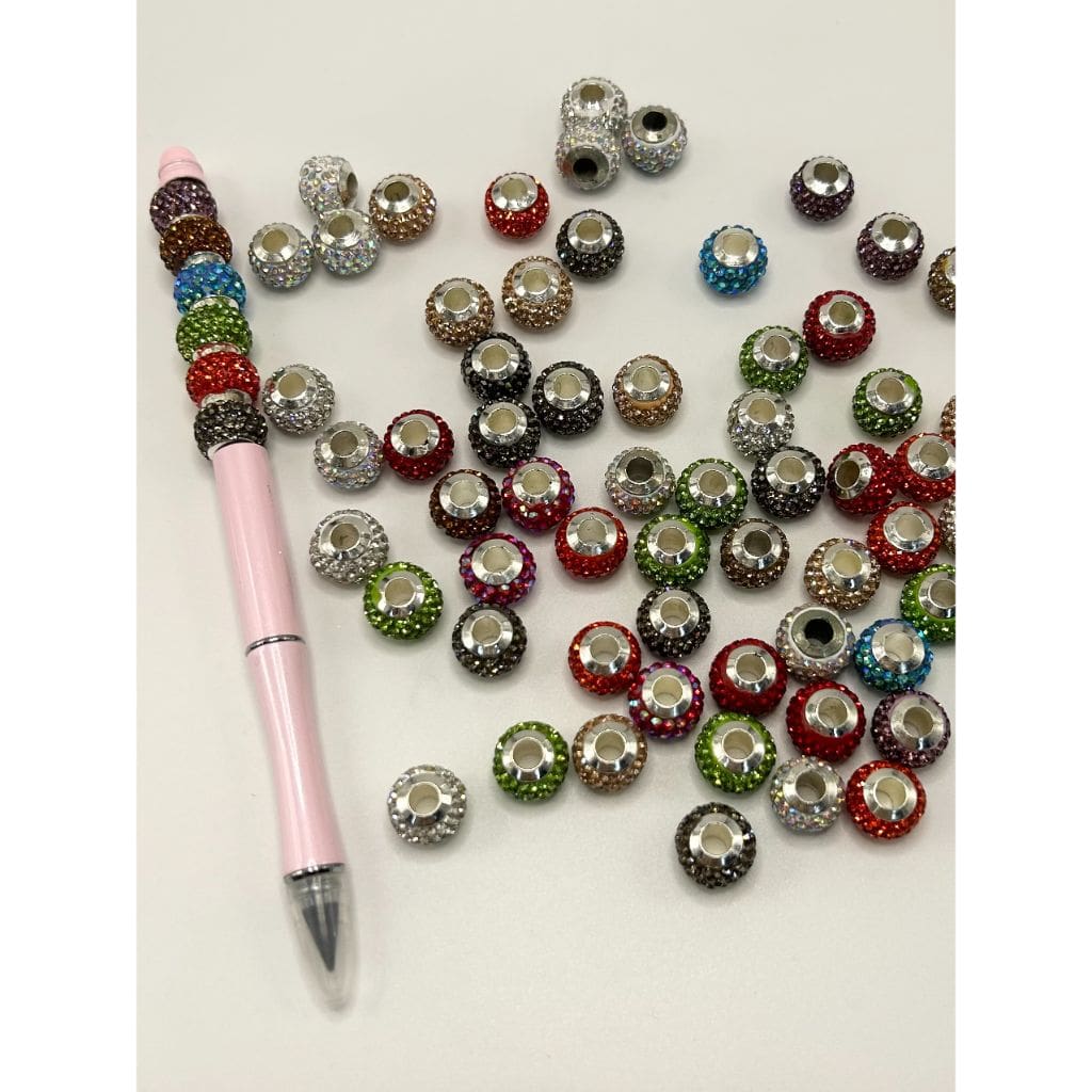 Spacers Clay Beads with Rhinestones, 12mm Large Hole, Random Mix Color –  Beadable Bliss