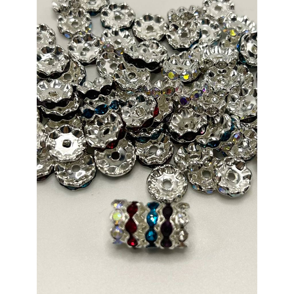 Spacers with Silver Color Metal Wave Shape and Clear Rhinestone, 12mm –  Beadable Bliss