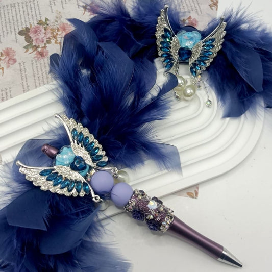 Exquisite Silver Alloy Butterfly with Shiny Rhinestone Chain White Pearls Pendants Heart Butterfly Diamonds Blue Feather Bowknot Accessory Clay Beads