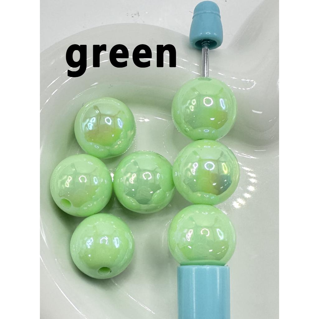 Candy Color Pastel Color Acrylic Beads with UV Plating, Glow in the Dark Luminous, 16mm, Random Mix Color, YT