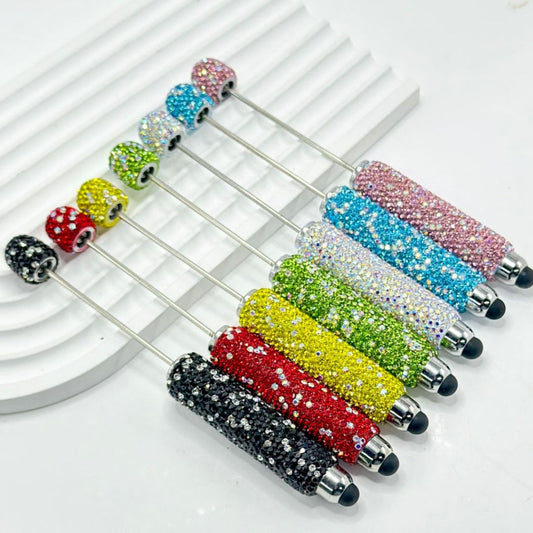 Beadable Clay Stylus Pens with AB & Colorful Rhinestones Covered the Entire Pen