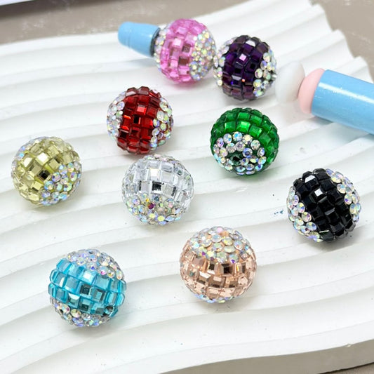 Bling Bling Shiny Colorful Square Rhinestones Mini AB Rhinestones Round Clay Beads, 16MM, Please Read the Description