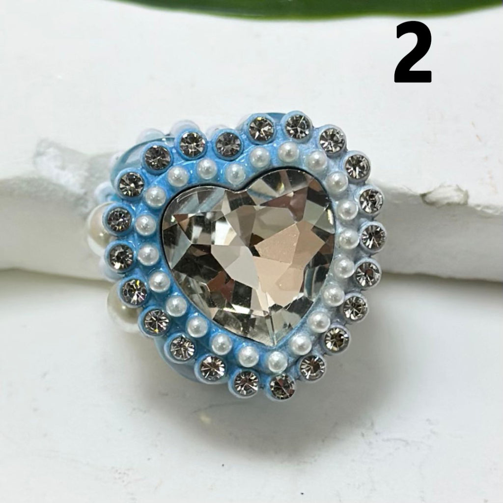 Fancy Ombre Blue Series Alloy Heart Square Rectangle with Shiny Rhinestones Pearls Clay Beads