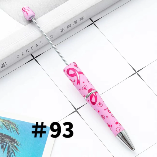 Pink Breast Cancer Awareness Ribbon Printed Beadable Pens Number 93