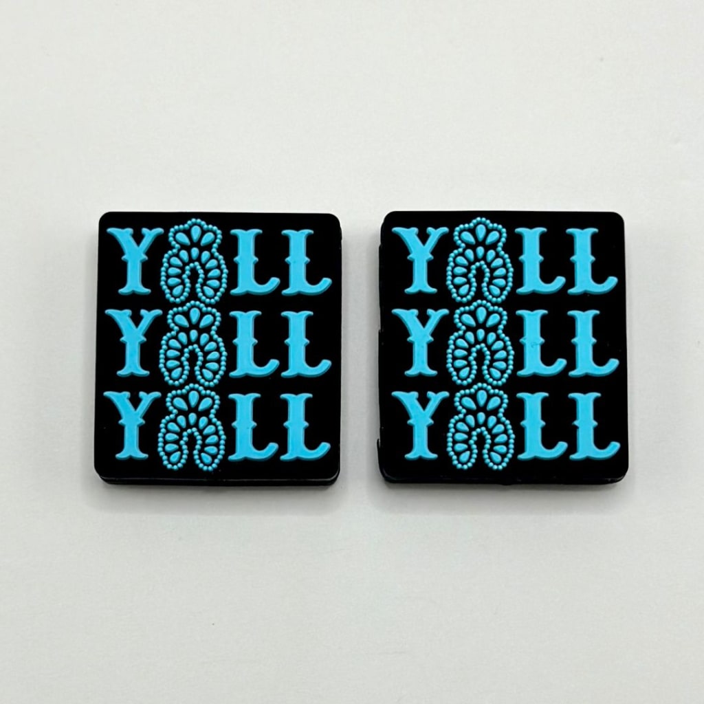 Yoll Blue Black Square Silicone Focal Beads