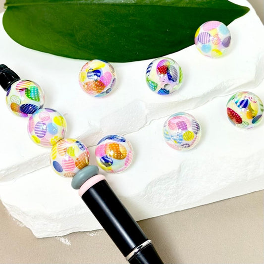 UV Finish Colorful Easter Series Round Acrylic Beads, 16MM, Please Read the Description