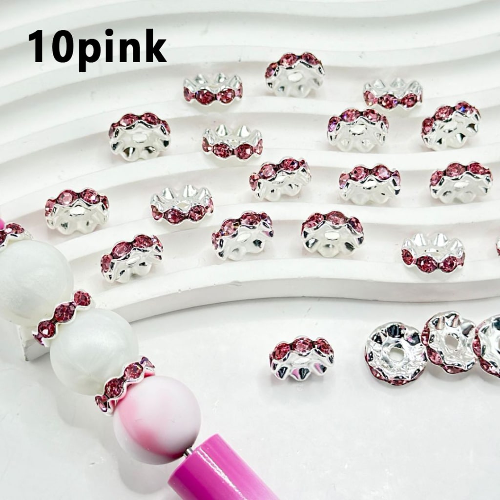 Metal Wave Shape Spacers with Rhinestones in Solid Colors, 15mm