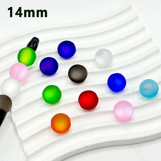 Colorful Matte Cat Eye Style Round Acrylic Beads, 14MM