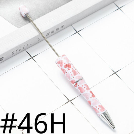 Red and Pink Hearts Printed Beadable Pens Number 46H