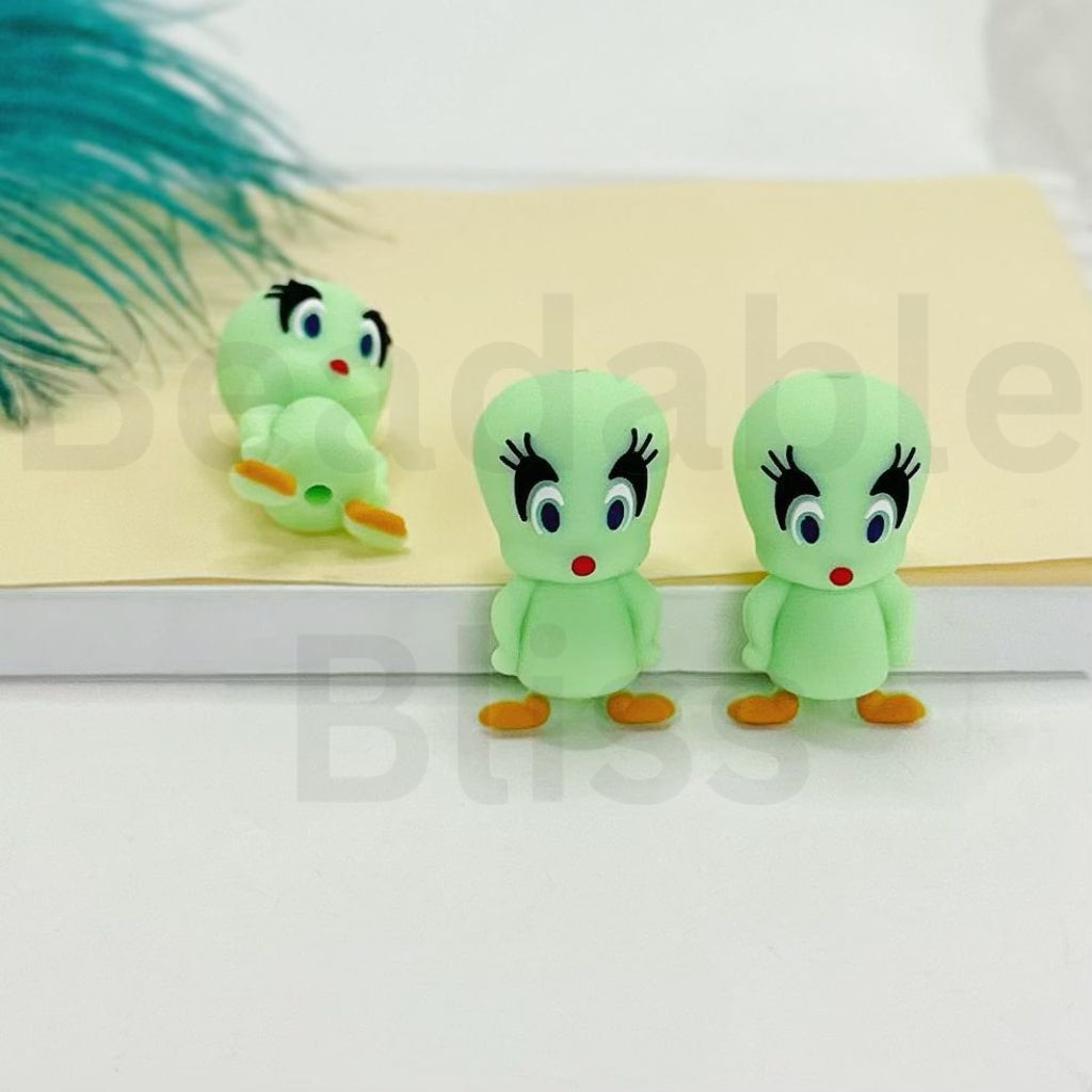 3D Cute Vivid Tweety Bird Cartoon Silicone Focal Beads