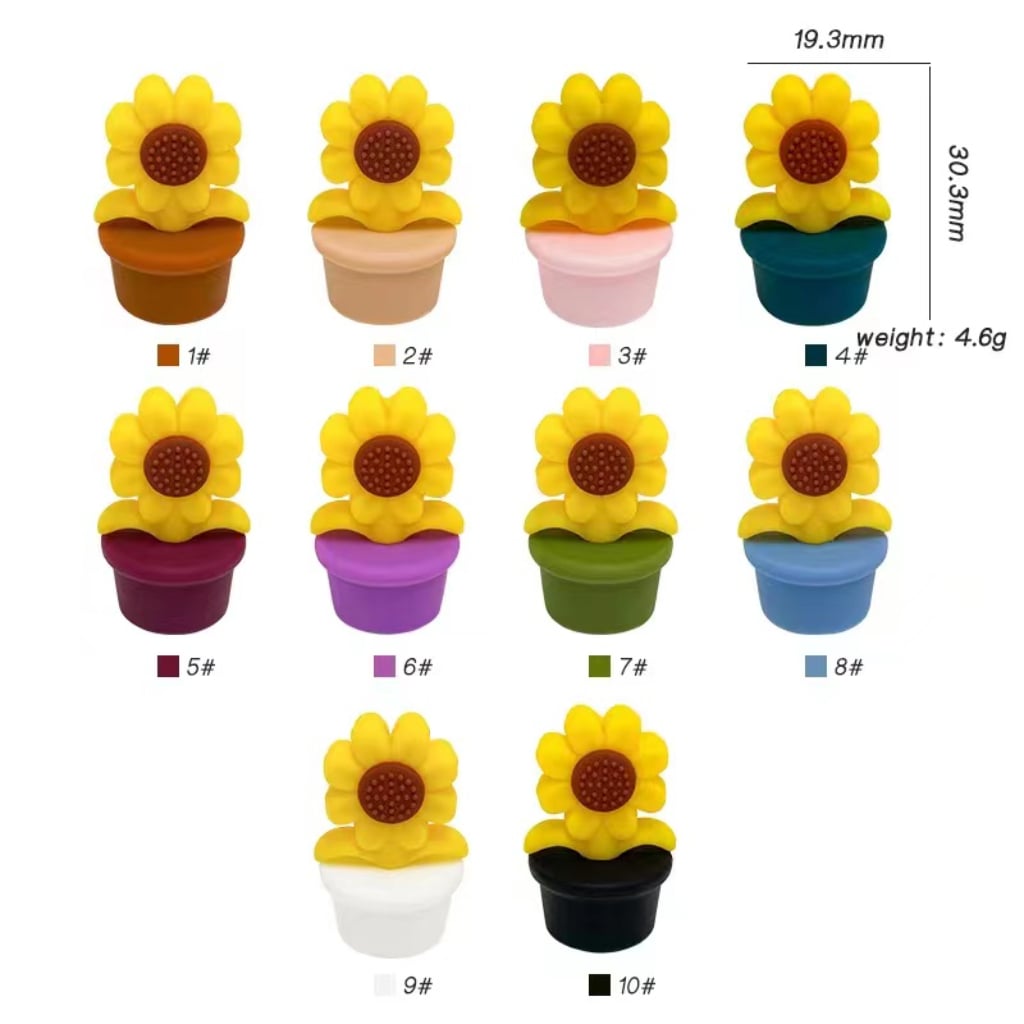 Sunflower Flower Pot Silicone Focal Beads