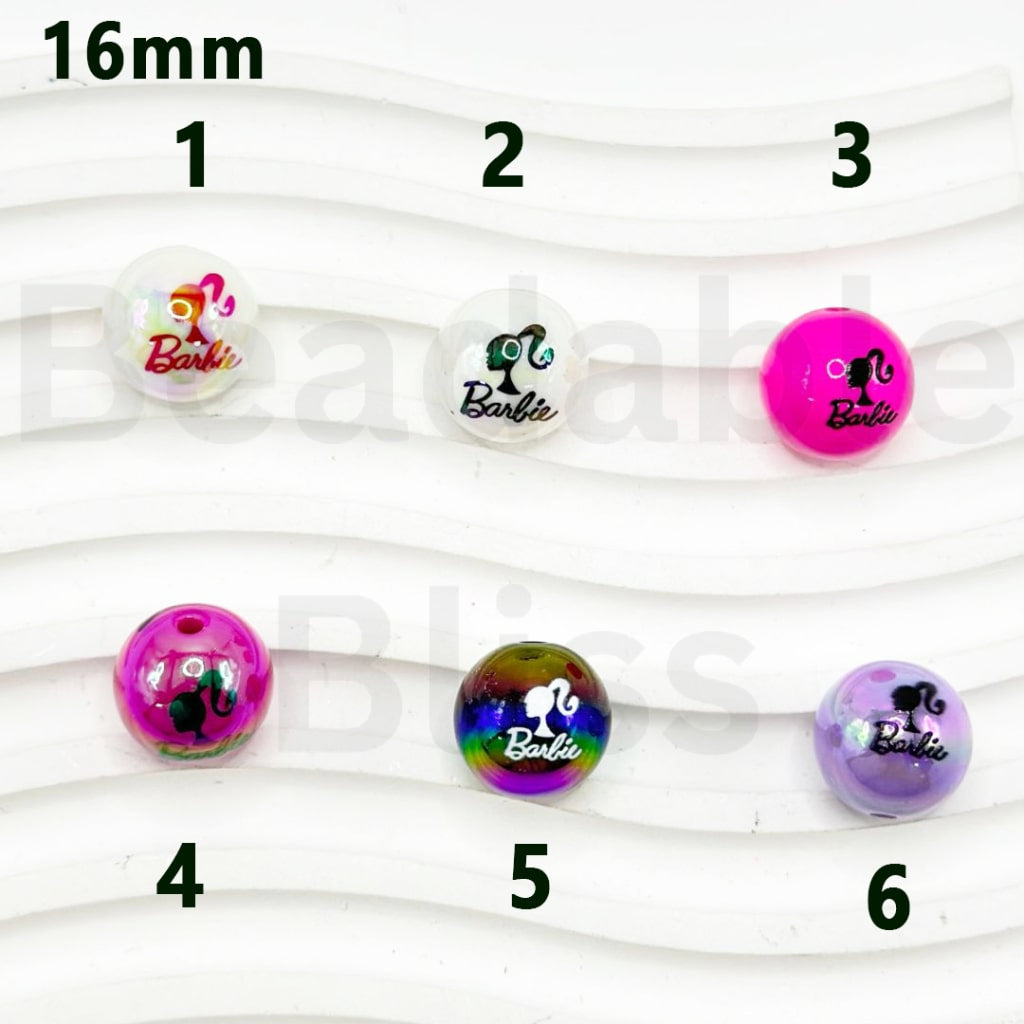 UV Finish Fashion Girl Lady Barbi Solid Color Round Acrylic Beads, 16MM, Please Read the Description