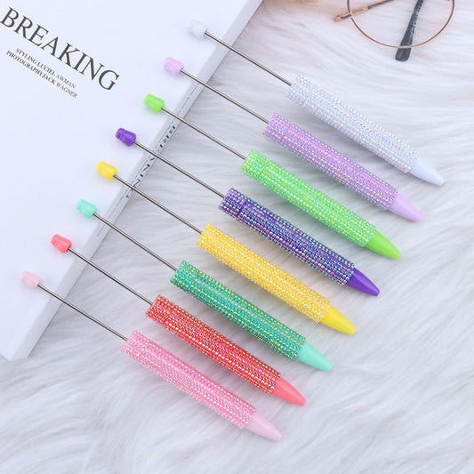 DIY Long Style Beadable Pen with Colorful Rhinestones in Solid Color, 168MM