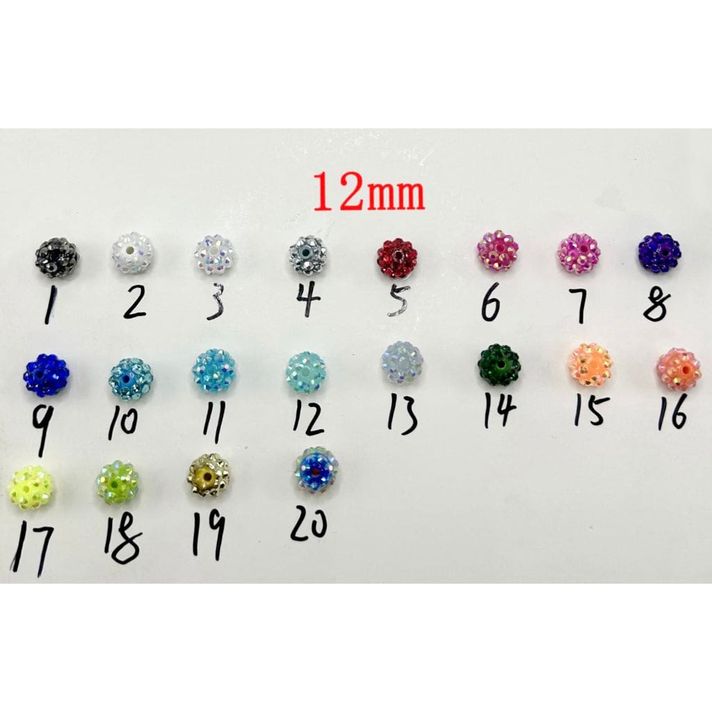 Acrylic Rhinestone Beads, 12mm