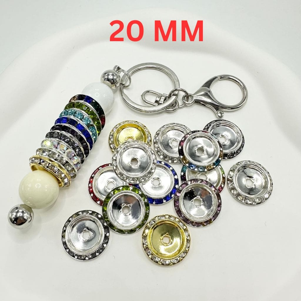 Splittable Matching Rhinestone Spacers in Solid Colors, 20mm