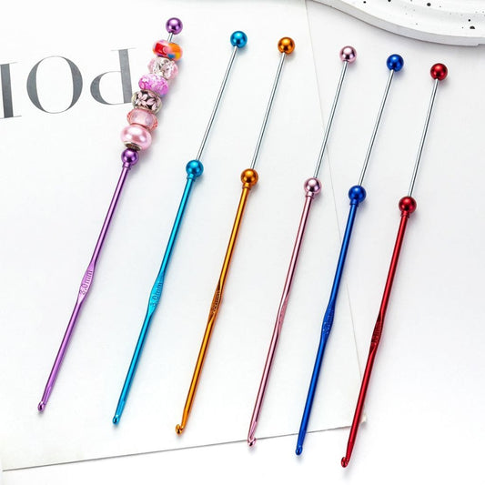 Beading Needle, Beadable Metal Crochet Needle for DIY, Beaded Knitting Tool, 187*3MM