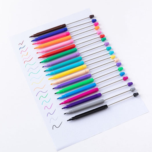 Plastic Beadable Water Color Pen Brush for Drawing Graffiti Learn Make Notes in Solid Color