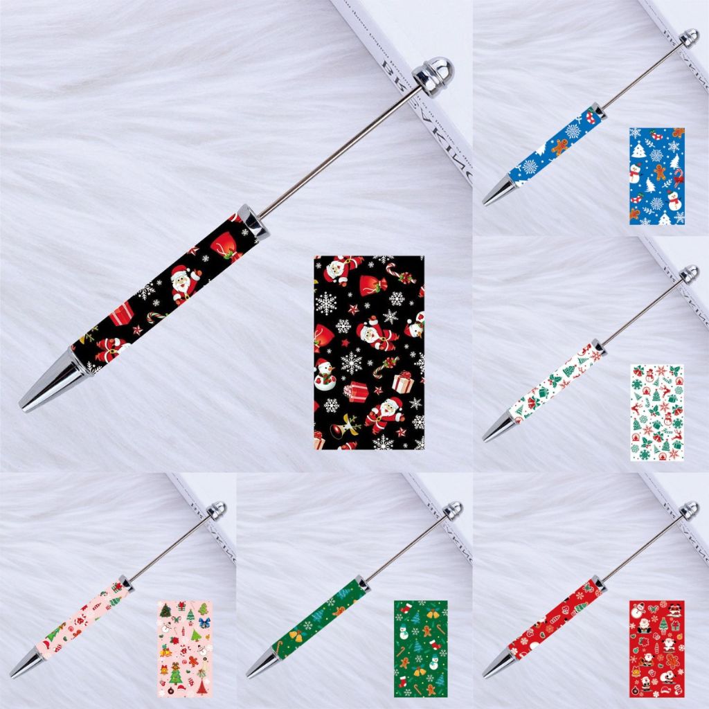 DIY Beadable Plastic Christmas Printed Pens, 149MM