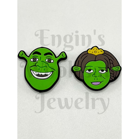 Cartoon Shreck and His Wife Silicone Focal Beads