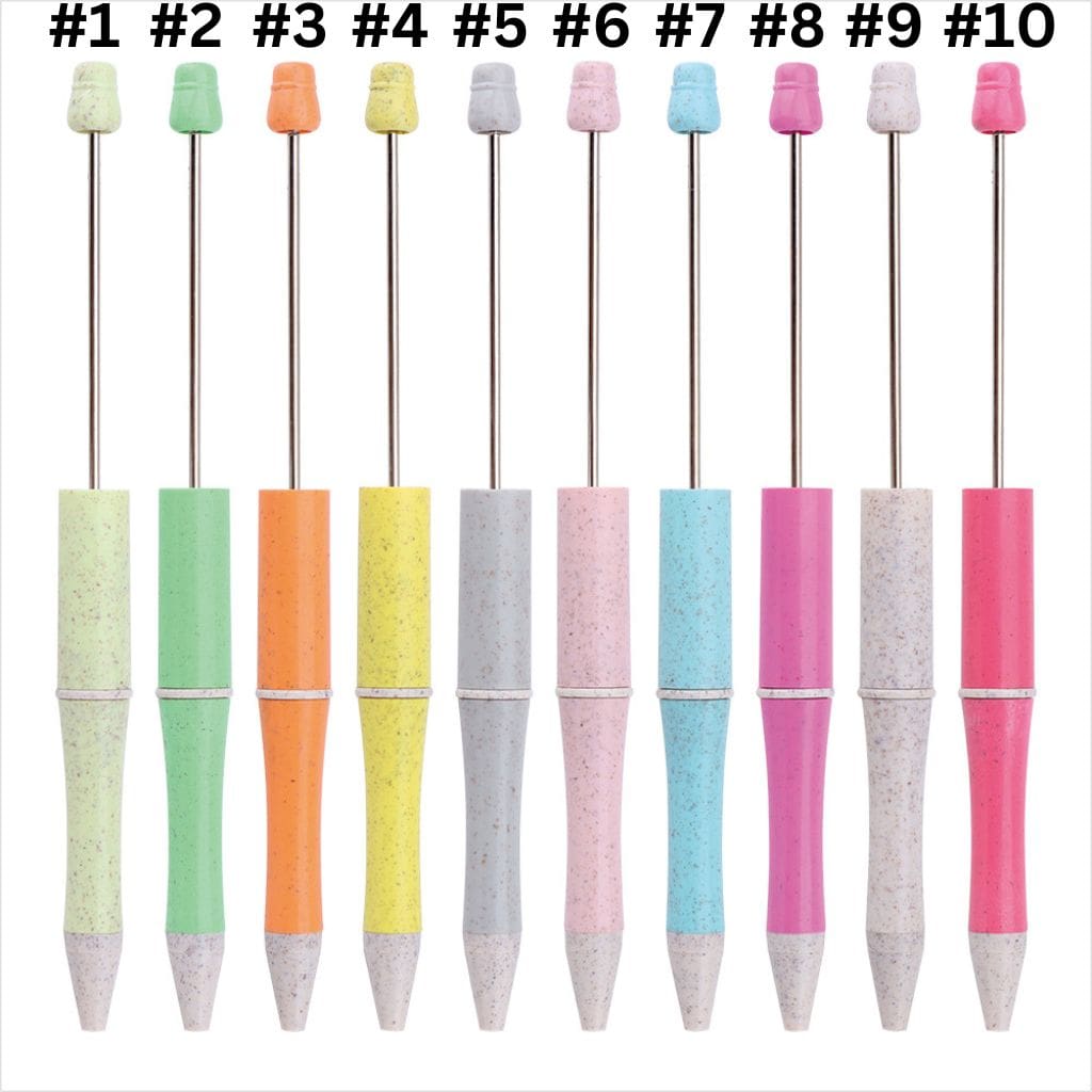 Environmental Wheat Straw Theme DIY Plastic Beadable Pen in Solid Colors, 147MM