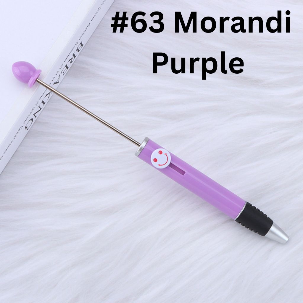 Fashionable DIY Plastic  Beadable Pen with Smile Emoji in Solid Colors