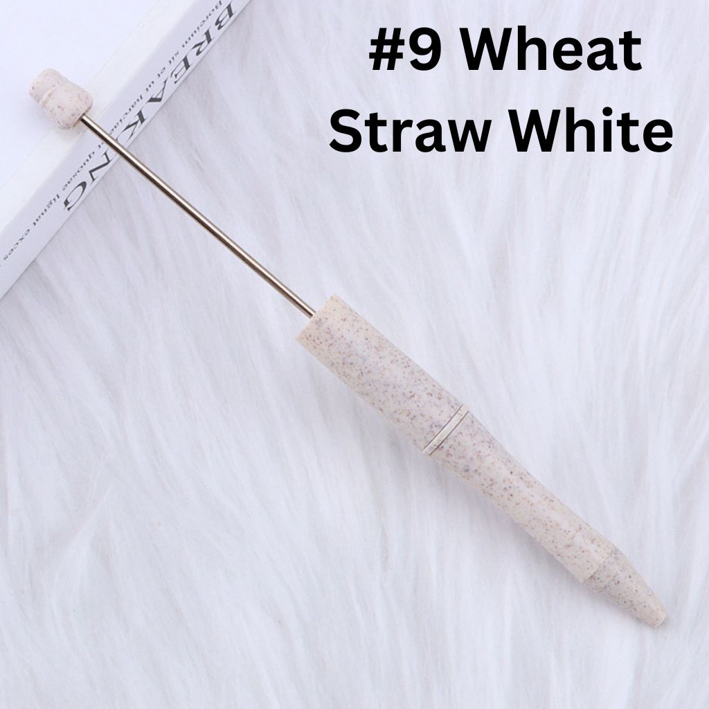 Environmental Wheat Straw Theme DIY Plastic Beadable Pen in Solid Colors, 147MM