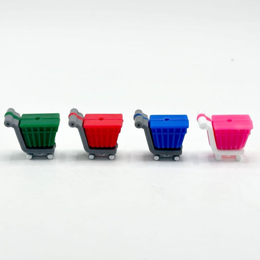 Multi-Color Mini Cute Shopping Cart Trolley Silicone Focal Beads, Random Mix