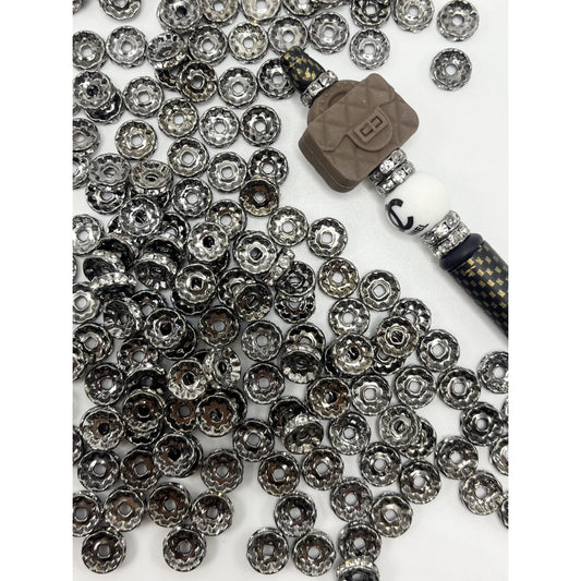 Chenkai 50PCS/Bag 10mm Spacer Beads Rhinestone Rondelle Spacer For DIY  Beadable Pens Jewelry Bracelet Pen Making Accessories