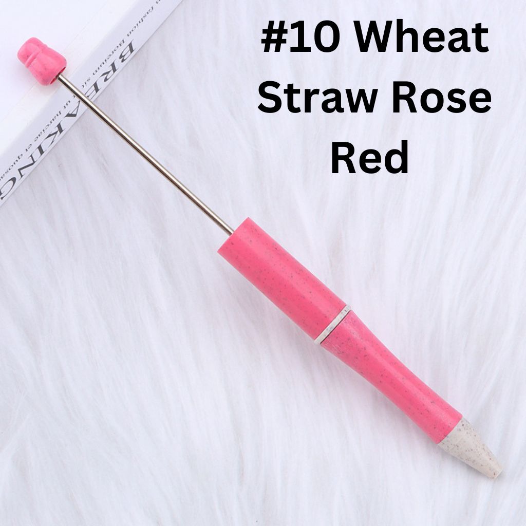 Environmental Wheat Straw Theme DIY Plastic Beadable Pen in Solid Colors, 147MM