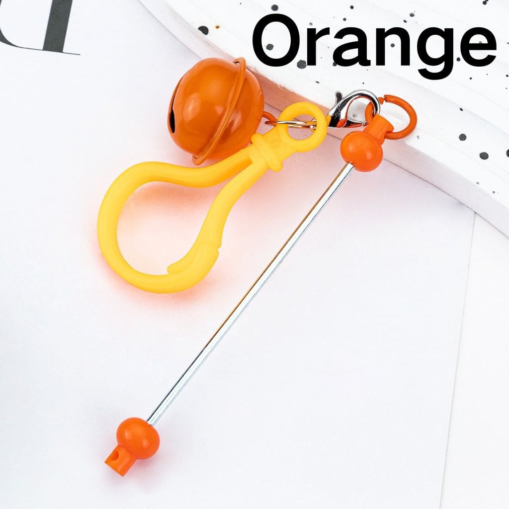 DIY Beadable Keychain with Bar Karabiner Carabiner Hook Bell in Solid Color, 153MM