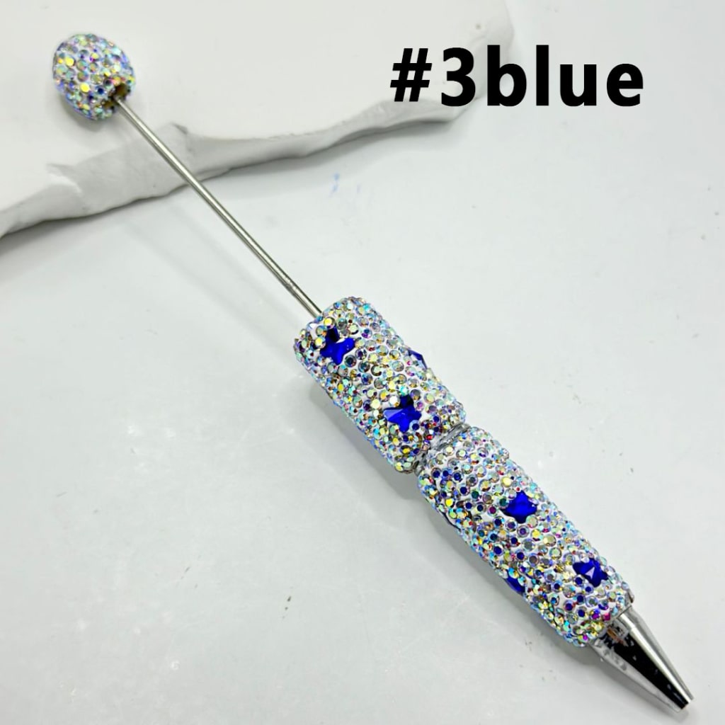 Beadable Clay Pens with Multi-Color Butterflies Mini AB Rhinestones Covered the Entire Pen