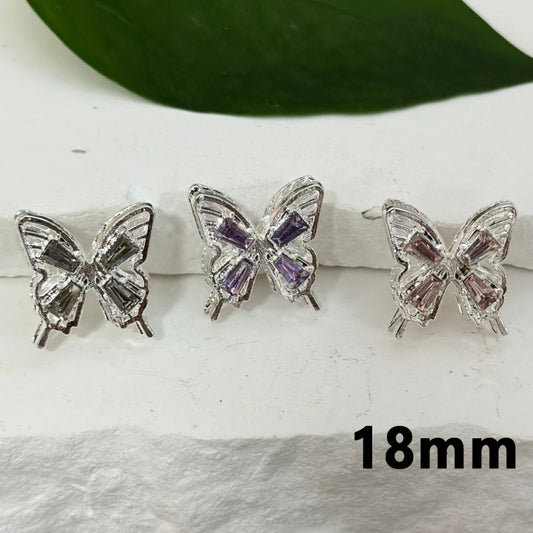 Bling Bling Fancy Silver Alloy Butterfly with Colorful Rhinestones, Around 19*19MM, Please Read the Description