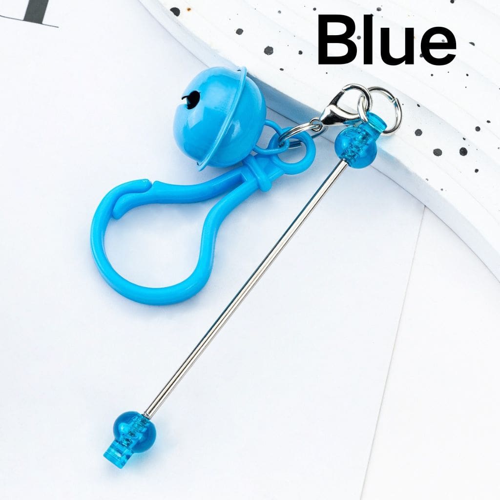 DIY Beadable Keychain with Bar Karabiner Carabiner Hook Bell in Solid Color, 153MM