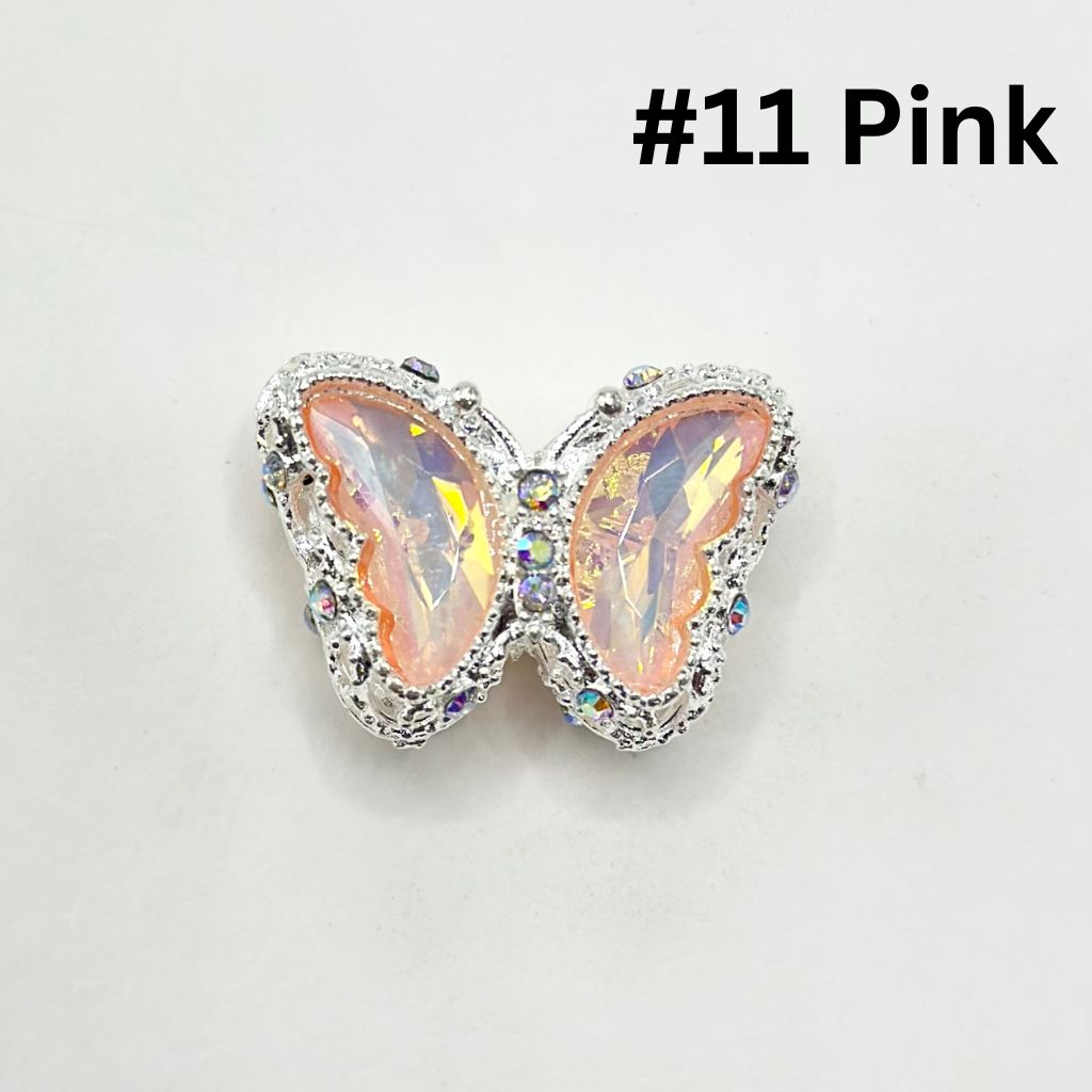 Fancy Alloy Metal Beads with Hollow Sparkling Rhinestone Butterfly, 20mm by 28mm