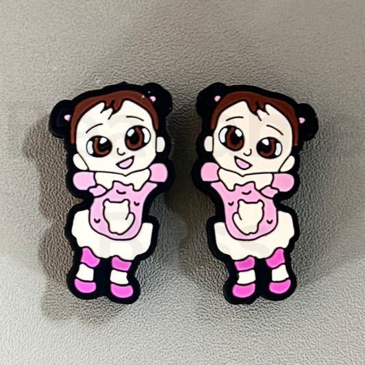 Little Cute Girl in Pink Silicone Focal Beads