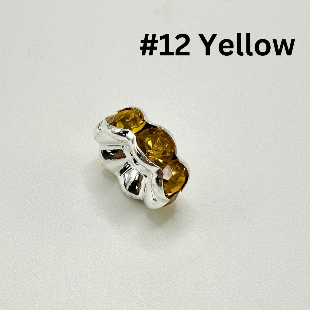 Huge Wavy Spacers with Rhinestones in Solid Colors, 20mm, ZJ