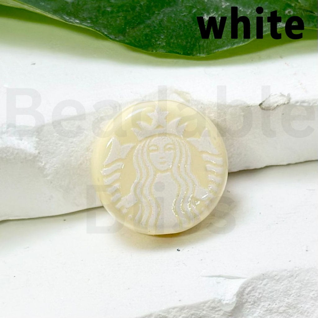 Coffee Round Sign Flat Acrylic Beads 17mm