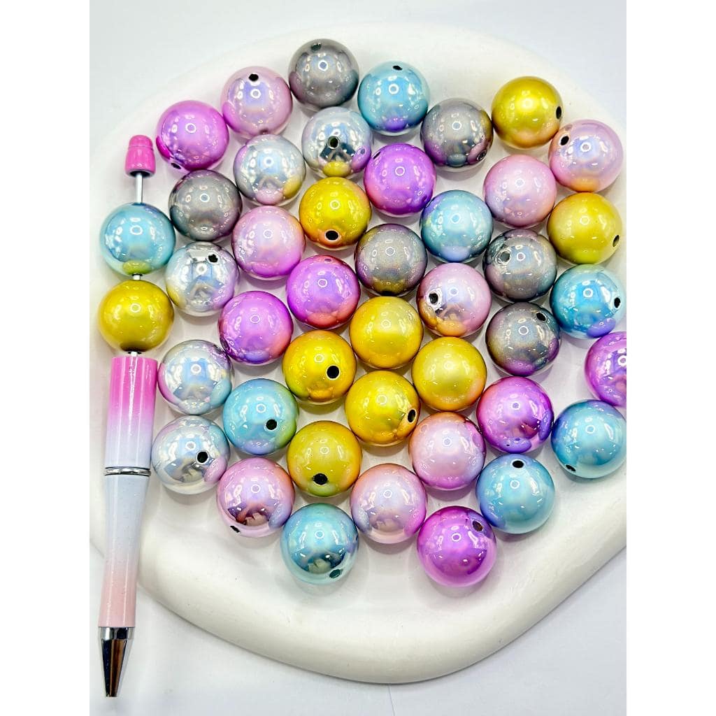 Glossy Metallic Acrylic Beads, 20mm, with Special Coating for High End Extra Reflection, Random Mix Color