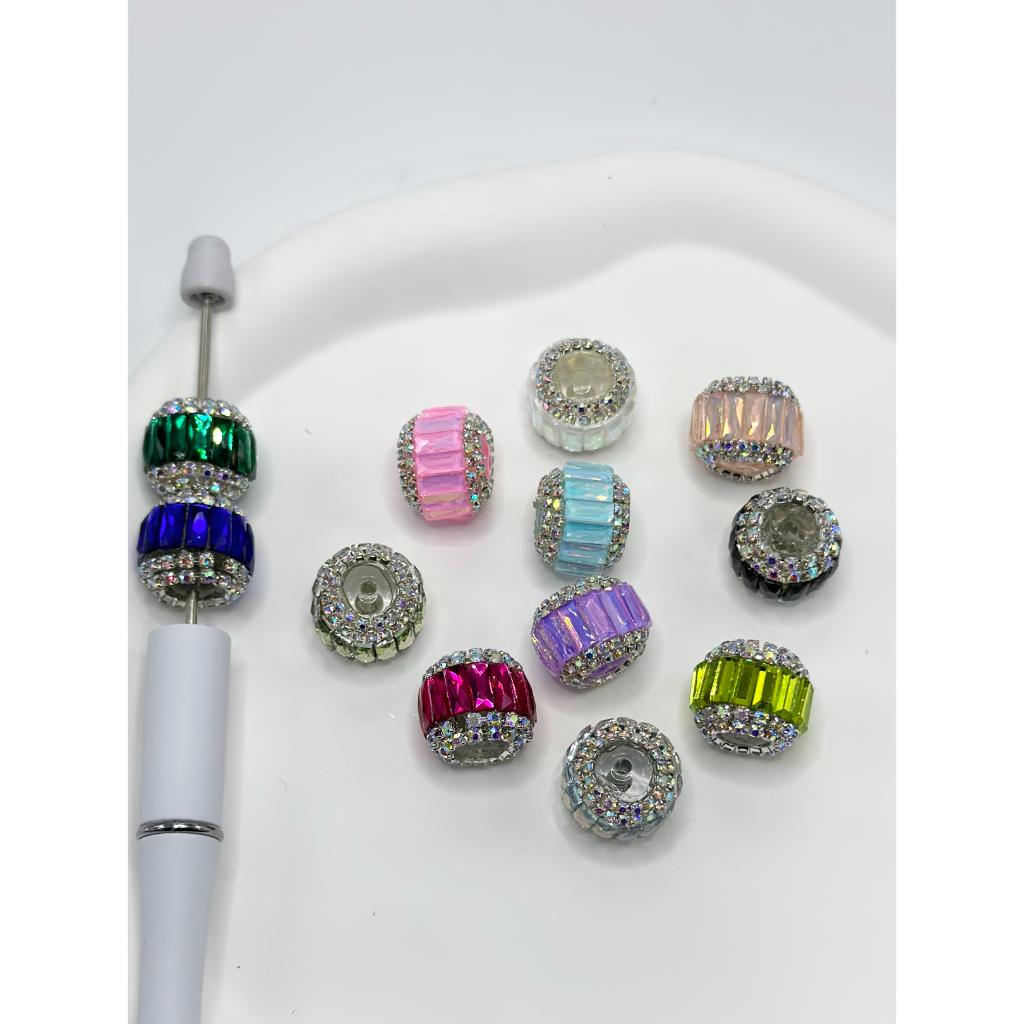 See Thru Acrylic Beads with Long Crystal Rhinestones, Chain, ZY