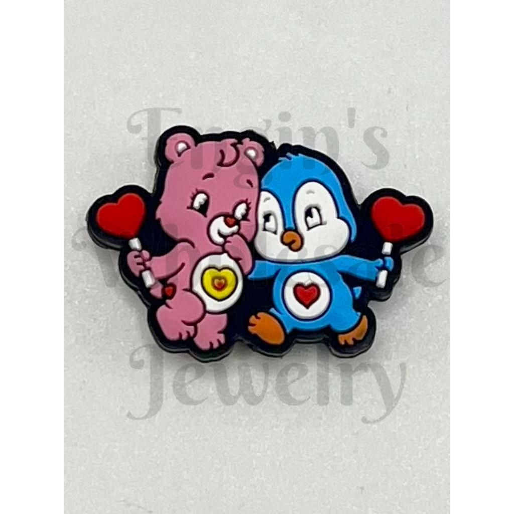 Cartoon Pink Bear & Blue Penguin Silicone Focal Beads