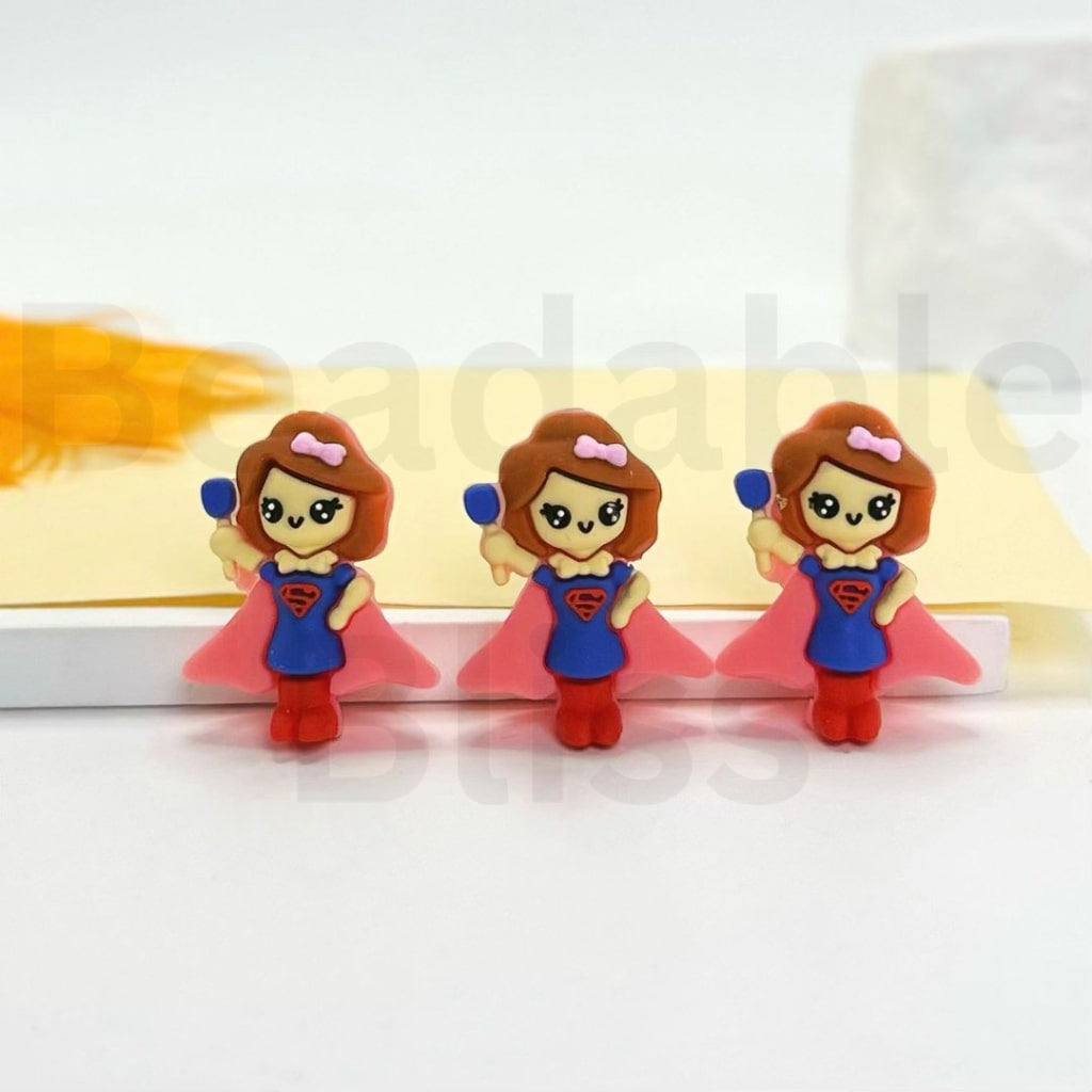 3D Super Woman Lady Hero Silicone Focal Beads