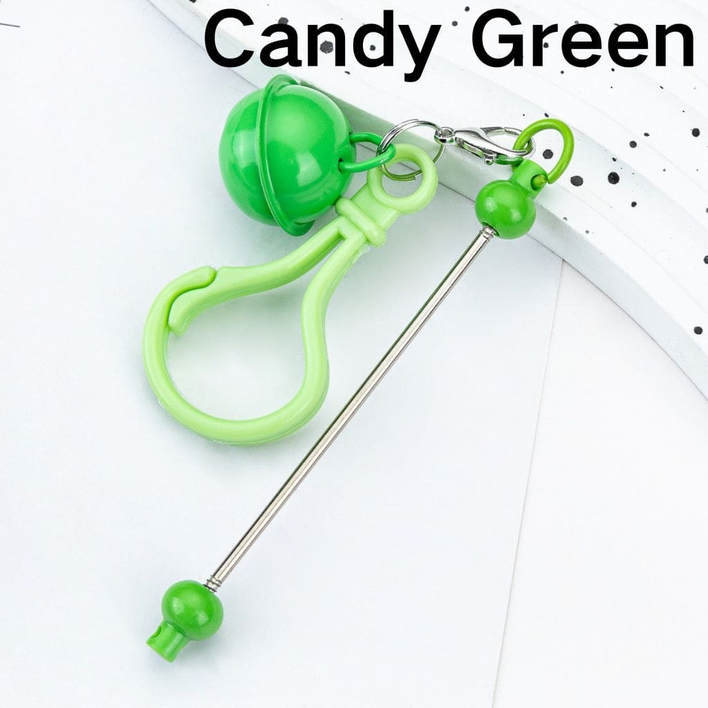 DIY Beadable Keychain with Bar Karabiner Carabiner Hook Bell in Solid Color, 153MM