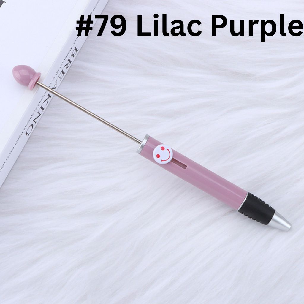 Fashionable DIY Plastic  Beadable Pen with Smile Emoji in Solid Colors