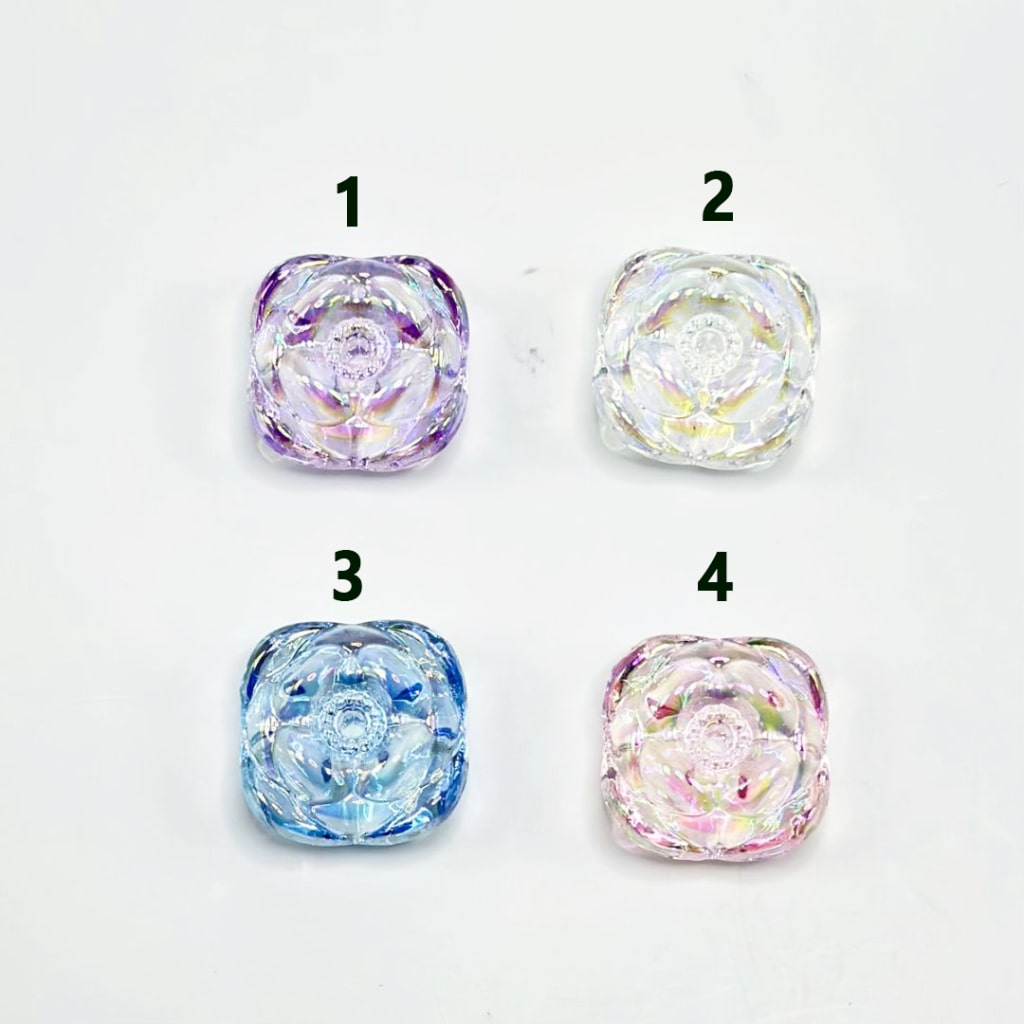 UV Finish Clear Colorful Flowers Acrylic Beads, 17MM, Please Read the Description