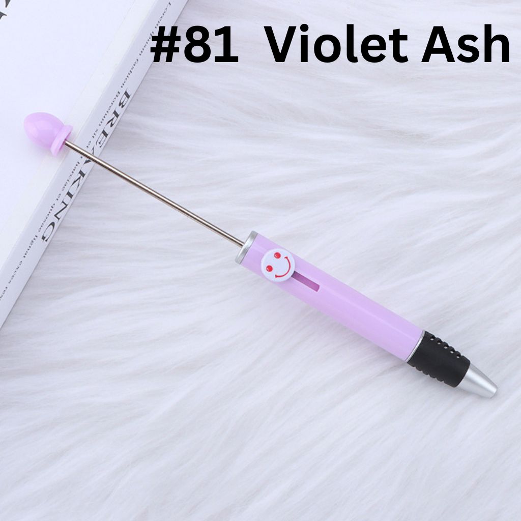 Fashionable DIY Plastic  Beadable Pen with Smile Emoji in Solid Colors