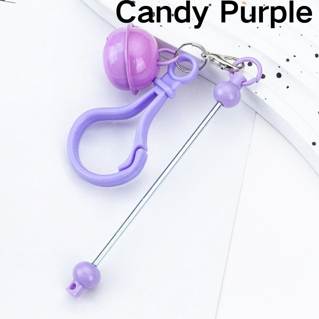 DIY Beadable Keychain with Bar Karabiner Carabiner Hook Bell in Solid Color, 153MM