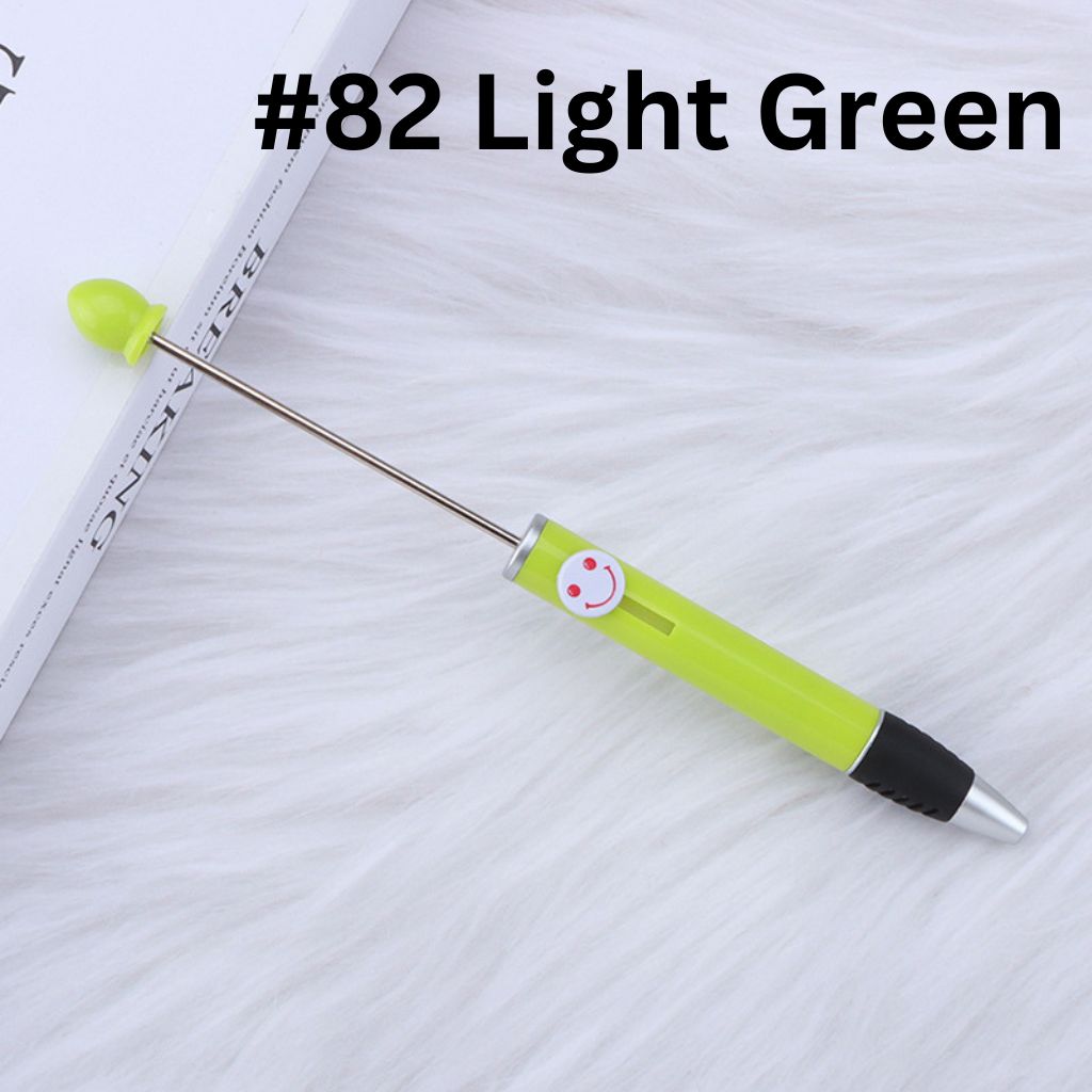 Fashionable DIY Plastic  Beadable Pen with Smile Emoji in Solid Colors