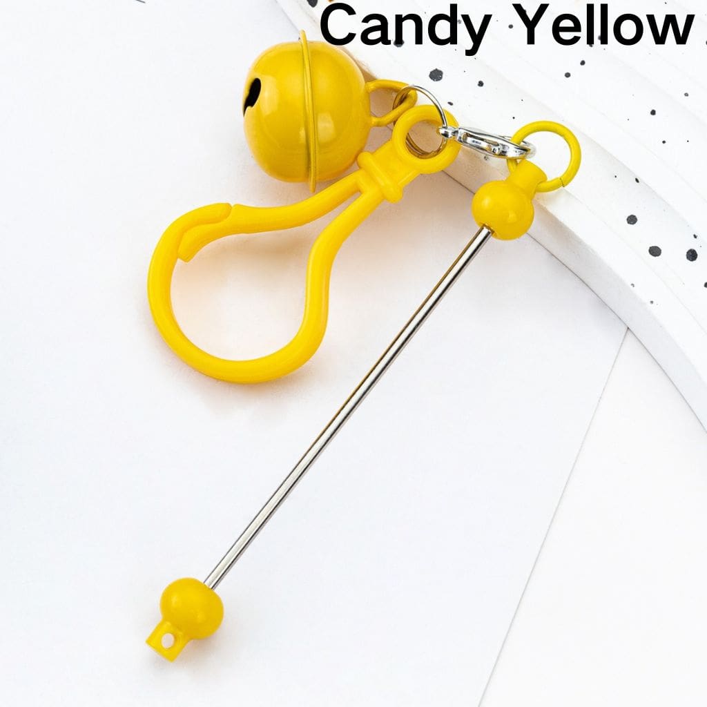 DIY Beadable Keychain with Bar Karabiner Carabiner Hook Bell in Solid Color, 153MM