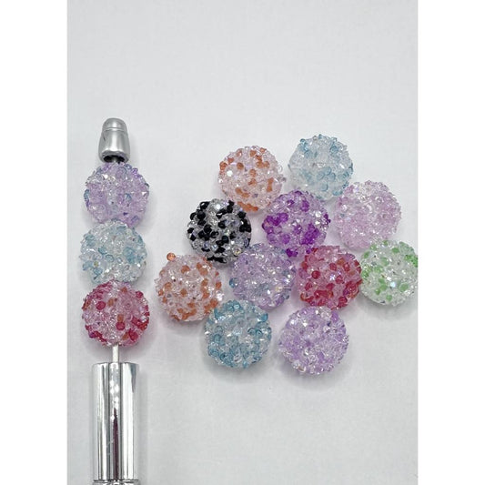 Double Color Sugar Beads Acrylic Beads Clear, Random Mix,  Around 16MM